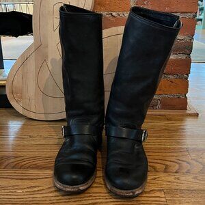 FRYE Veronica Slouch Black Leather Boots sz 9 Women's
